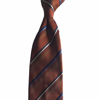 Regimental Rep Silk Tie - Dark Orange/Navy Blue/White
