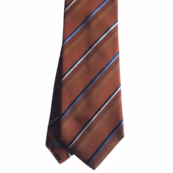 Regimental Rep Silk Tie - Dark Orange/Navy Blue/White