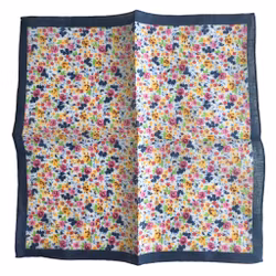 Multi Floral Linen Pocket Square - White