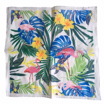 Flamingo Linen Pocket Square - White