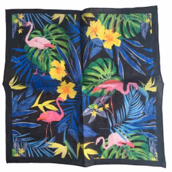 Flamingo Linen Pocket Square - Black