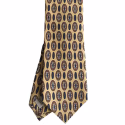 Medallion Printed Silk Tie - Yellow