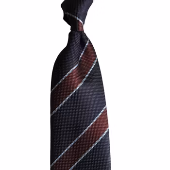 Regimental Silk Tie - Untipped - Navy Blue/Burgundy/Light Blue