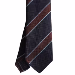 Regimental Silk Tie - Untipped - Navy Blue/Burgundy/Light Blue