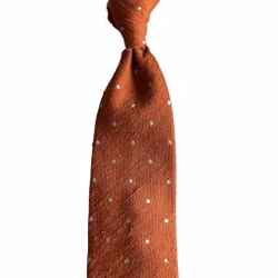 Polka Dot Shantung Tie - Untipped - Orange/White