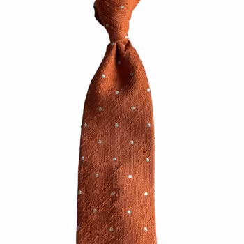Polka Dot Shantung Tie - Untipped - Orange/White