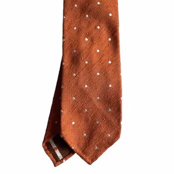 Polka Dot Shantung Tie - Untipped - Orange/White