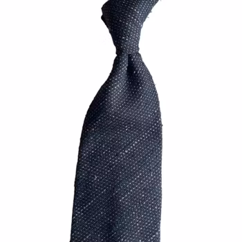 Semi Solid Shantung Grenadine Tie - Untipped - Navy Blue/Grey