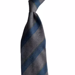 Regimental Silk/Wool Grenadine Tie - Untipped - Grey