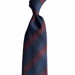 Regimental Silk/Wool Grenadine Tie - Untipped - Navy Blue