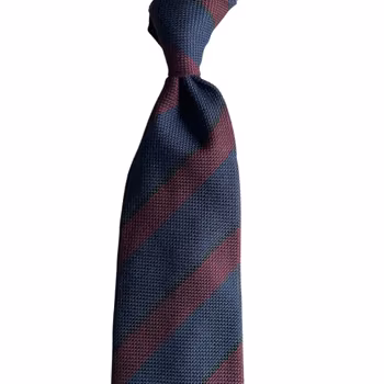 Regimental Silk/Wool Grenadine Tie - Untipped - Navy Blue