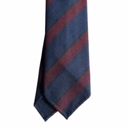 Regimental Silk/Wool Grenadine Tie - Untipped - Navy Blue