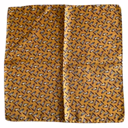 Skiing Penguin Silk Pocket Square - Yellow