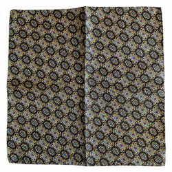 Medallion Silk Pocket Square - Navy Blue