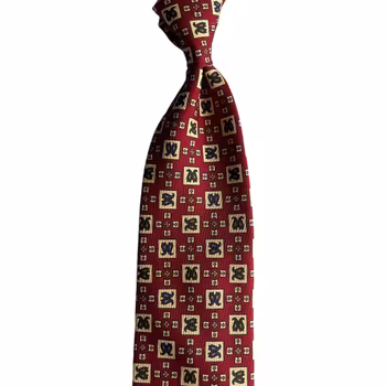 Paisley Printed Silk Tie - Untipped - Burgundy/Cream