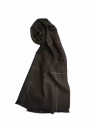 Large Check Wool Scarf - Brown/Beige