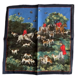 Hunting Party Wool Pocket Square - Marinblå
