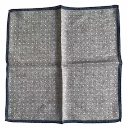 Polka Dot Wool Pocket Square - Light Grey/White/Navy Blue