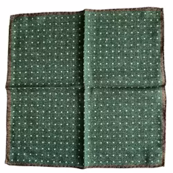 Polka Dot Wool Pocket Square - Green/White/Brown