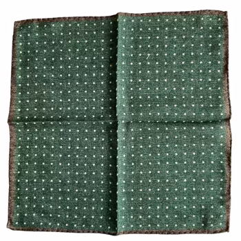 Polka Dot Wool Pocket Square - Green/White/Brown