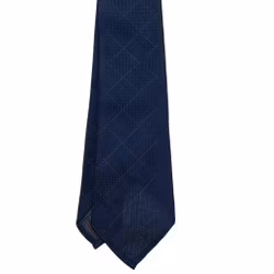 Check Silk Grenadine Tie - Untipped - Navy/Rust
