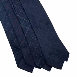 Check Silk Grenadine Tie - Untipped - Navy/Light Blue