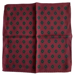 Medallion Wool Pocket Square - Burgundy