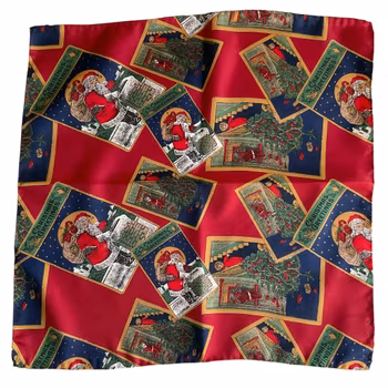 Santa Clause Silk Pocket Square - Red/Green