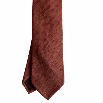 Solid Shantung Tie - Untipped - Orange/Rust