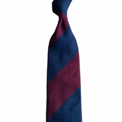 Blockstripe Shantung Tie - Untipped - Burgundy/Navy Blue