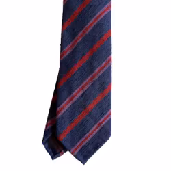 Regimental Shantung Tie - Untipped - Navy Blue/Burgundy/Purple