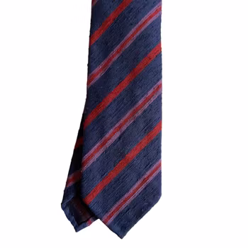 Regimental Shantung Tie - Untipped - Navy Blue/Burgundy/Purple