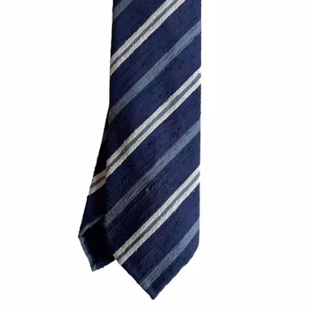 Regimental Shantung Tie - Untipped - Navy Blue/Light Blue/White
