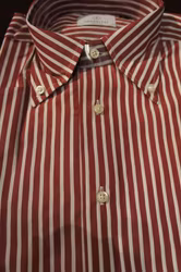 Striped Poplin Shirt - Burgundy/White