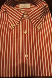 Striped Poplin Shirt - Burgundy/White