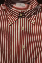 Striped Poplin Shirt - Burgundy/White