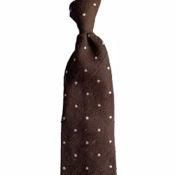 Polka Dot Shantung Tie - Untipped - Brown/White