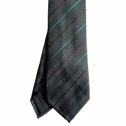 Regimental Silk Tie - Untipped - Dark Green/Light Blue