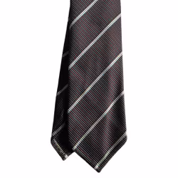 Regimental Silk/Cotton Tie - Untipped - Dark Navy Blue/Burgundy