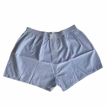 Thin Striped Cotton Boxers - Light Blue/White