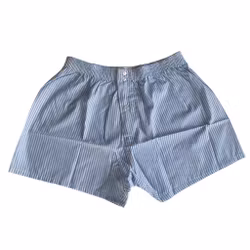 Striped Cotton Boxers - Light Blue/White