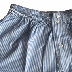 Striped Cotton Boxers - Light Blue/White