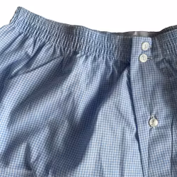 Small Check Cotton Boxers - Light Blue/White