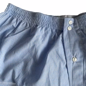 Small Check Cotton Boxers - Light Blue/White