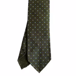 Micro Printed Silk Tie - Untipped - Green/Navy Blue/Light Blue