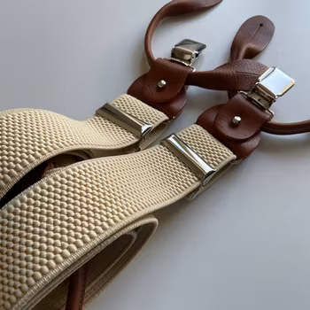 Solid Textured Suspenders Stretch - Cream