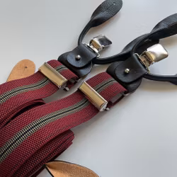 Regimental Suspenders Stretch - Burgundy/Green