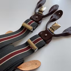 Regimental Suspenders Stretch - Green/Burgundy/Beige