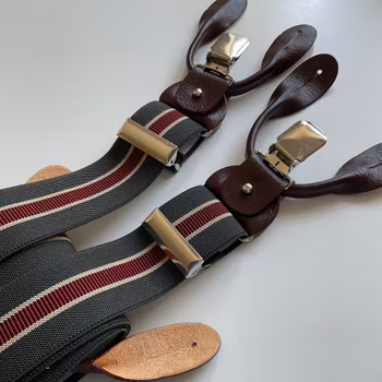 Regimental Suspenders Stretch - Green/Burgundy/Beige