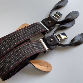 Regimental Suspenders Stretch - Brown/Burgundy/Light Blue